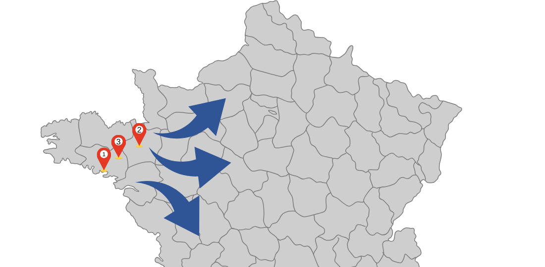 zones géographiques d'intervention des transports Bernard 